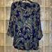 Nine West Tops | Blue Paisley Print 3/4 Sleeves 1/2 Hidden Button Down Top | Color: Blue/Green | Size: Xxl