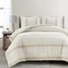 Farmhouse Stripe Reversible Oversized Cotton Comforter Yellow/Gray 3Pc Set King - Lush Décor 21T010998