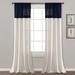 Farmhouse Faux Linen Colorblock Pleated Window Curtain Panels Navy/Off White 40x84 Set - Lush Décor 21T011333