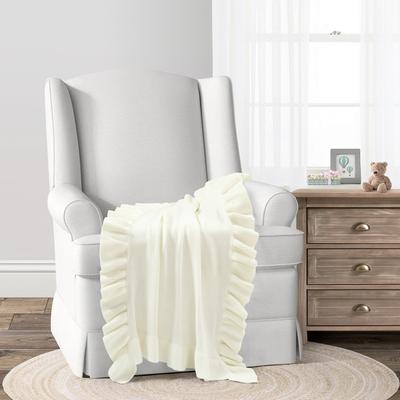 Reyna Soft Knitted Ruffle Baby/Toddler Blanket Ivo...