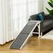 Pawhut Non-slip Carpet Top Platform Pine Wood 74" Pet Ramp Wood in Gray/White | 25 H x 74 W x 16 D in | Wayfair D06-086WT