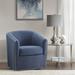 Barrel Chair - Lark Manor™ Alistair-John Nailhead Swivel Barrel Chair Polyester in Blue | 30.5 H x 28 W x 32.25 D in | Wayfair