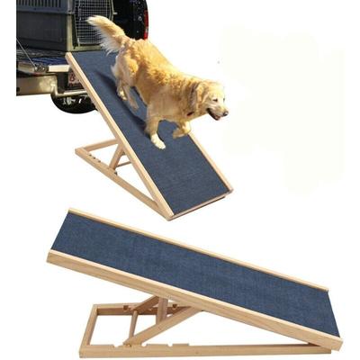 Dayplus - Neu 100cm Lang Hölzerne Hundetreppe Hunderampe für Auto Höhenverstellbar Hunderampe Für