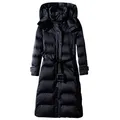 Veste longue à lacets pour femmes manteau à capuche fermeture éclair noir rouge bleu foncé