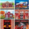 Décors de photographie de caserne de pompiers pompier camion de pompiers fond de fête