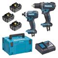 Pack 2 macchine Makita 18V Trapano avvitatore ø 13 mm DDF482 + Avvitatore a impulsi 165 Nm DTD152