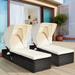 Gymax 2pcs Rattan Lounge Cushioned Chair W/Adjustable Canopy Patio - See Details