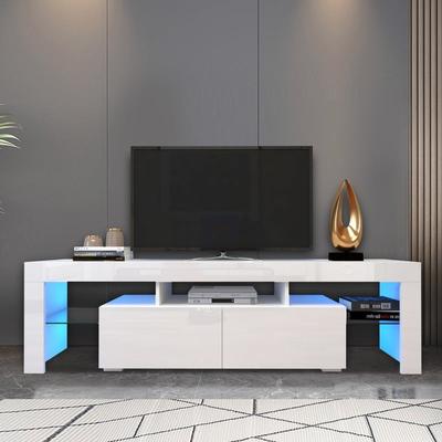 TV Stand with 20 Colors LED Lights, 2 Drawers and Open Shelves