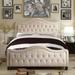 Adella Linen Waved Top Upholstery Platform Bed with Footboard by Moser Bay Furniture