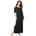 Plus Size Women's Ultrasmooth® Fabric Cold-Shoulder Maxi Dress by Roaman's in Black (Size 34/36)