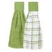 Solid And Multi Check Kitchen Tie Towel, Set Of Two by RITZ in Cactus
