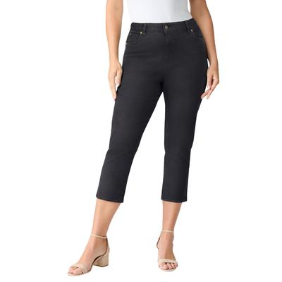 Plus Size Women's Plus Size Classic Stretch Capri Jean by Denim 24/7 by Roamans in Black Denim (Size 22 T)