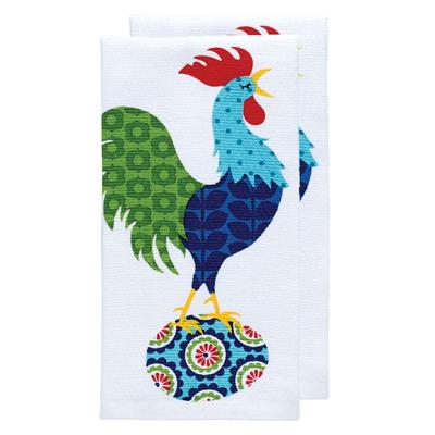 Pigment Print Dual Woven Kitchen Towel, Two Pack by T-fal in Rooster