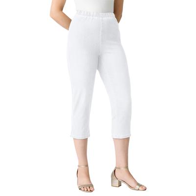 Plus Size Women's Comfort Stretch Capri Jean by Denim 24/7 by Roamans in White Denim (Size 14 T)