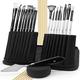 IRO Artist Paint Brush Set of 15 Professional Flat Paint Brushes for Acrylic Painting and Oil Paints. Round Watercolor Paint Brushes and Gouache. Painting Set for Adults Kids. Knife, Sponge, Case