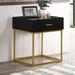 LuXeo Catalina One Drawer Nightstand w/ Gold Legs Wood in Black | 23.6 H x 19.7 W x 17.7 D in | Wayfair LUX-1D3161-BLK