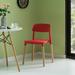 Corrigan Studio® Modern Dining Chair Open Back w/ Beech Wood Legs, Yellow Plastic/Acrylic in Red | 29.25 H x 18.5 W x 18 D in | Wayfair