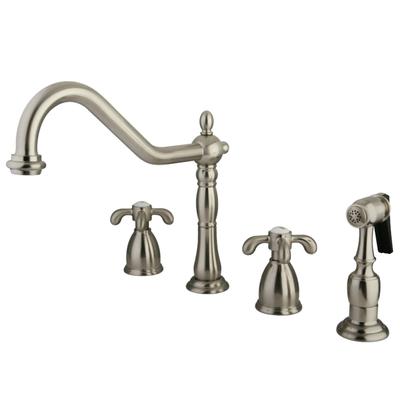 Kingston Brass French Country Widespread Kitchen Faucet with Brass Sprayer