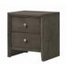 Wooden Nightstand with 2 Drawers and Round Pull Handles