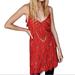 Free People Dresses | Free People Pyt Sm Red Cutwork Tassel Tie V-Neck Scalloped Mini Dress | Color: Red/Tan | Size: S