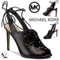 Michael Kors Shoes | Michael Kors Thalia Black Leather Lace Up Sandals Stiletto Heels Shoes Pumps 9.5 | Color: Black | Size: 9.5