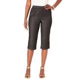 Plus Size Women's Button-Detail Comfort Stretch Capri Jean by Denim 24/7 in Black Denim (Size 42 W)