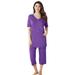 Plus Size Women's Capri Lounge Set by Dreams & Co. in Plum Burst (Size 34/36)