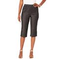 Plus Size Women's Button-Detail Comfort Stretch Capri Jean by Denim 24/7 in Black Denim (Size 40 W)