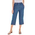 Plus Size Women's Kate Straight-Leg Capri by Roaman's in Medium Wash (Size 14 W)