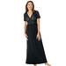 Plus Size Women's Long Lace Top Stretch Knit Gown by Amoureuse in Black (Size M)