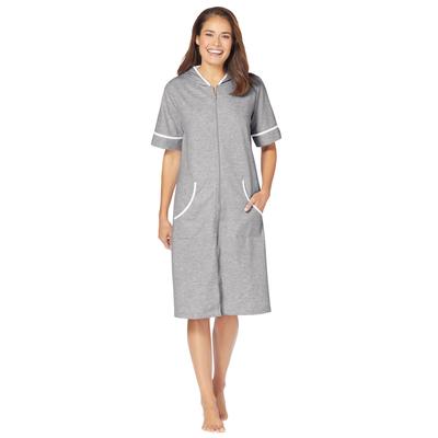 Plus Size Women's Short French Terry Robe by Dreams & Co. in Heather Grey (Size M)