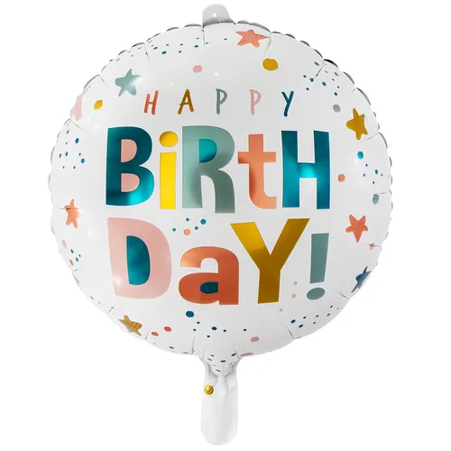 Ballon hélium ""happy birthday"", blanc/muticolore, Ø 45 cm