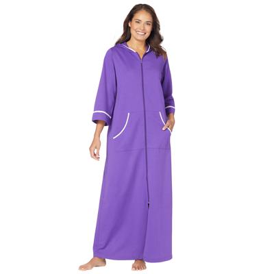 Plus Size Women's Long French Terry Robe by Dreams & Co. in Plum Burst (Size 4X)