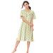 Plus Size Women's Short Floral Print Cotton Gown by Dreams & Co. in Banana Blossom (Size 3X) Pajamas