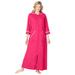 Plus Size Women's Long French Terry Robe by Dreams & Co. in Pink Burst (Size L)