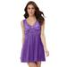 Plus Size Women's Babydoll Gown by Amoureuse in Plum Burst (Size M)