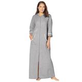 Plus Size Women's Long French Terry Robe by Dreams & Co. in Heather Grey (Size M)