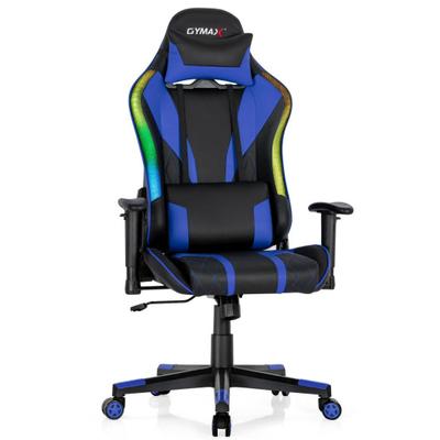 Costway Gaming Chair Adjustable Swivel Computer Chair with Dynamic LED Lights-Blue