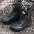 Bottes Militaires Noires de Haute Qualité pour Homme Chaussures de Randonnée Antidérapantes