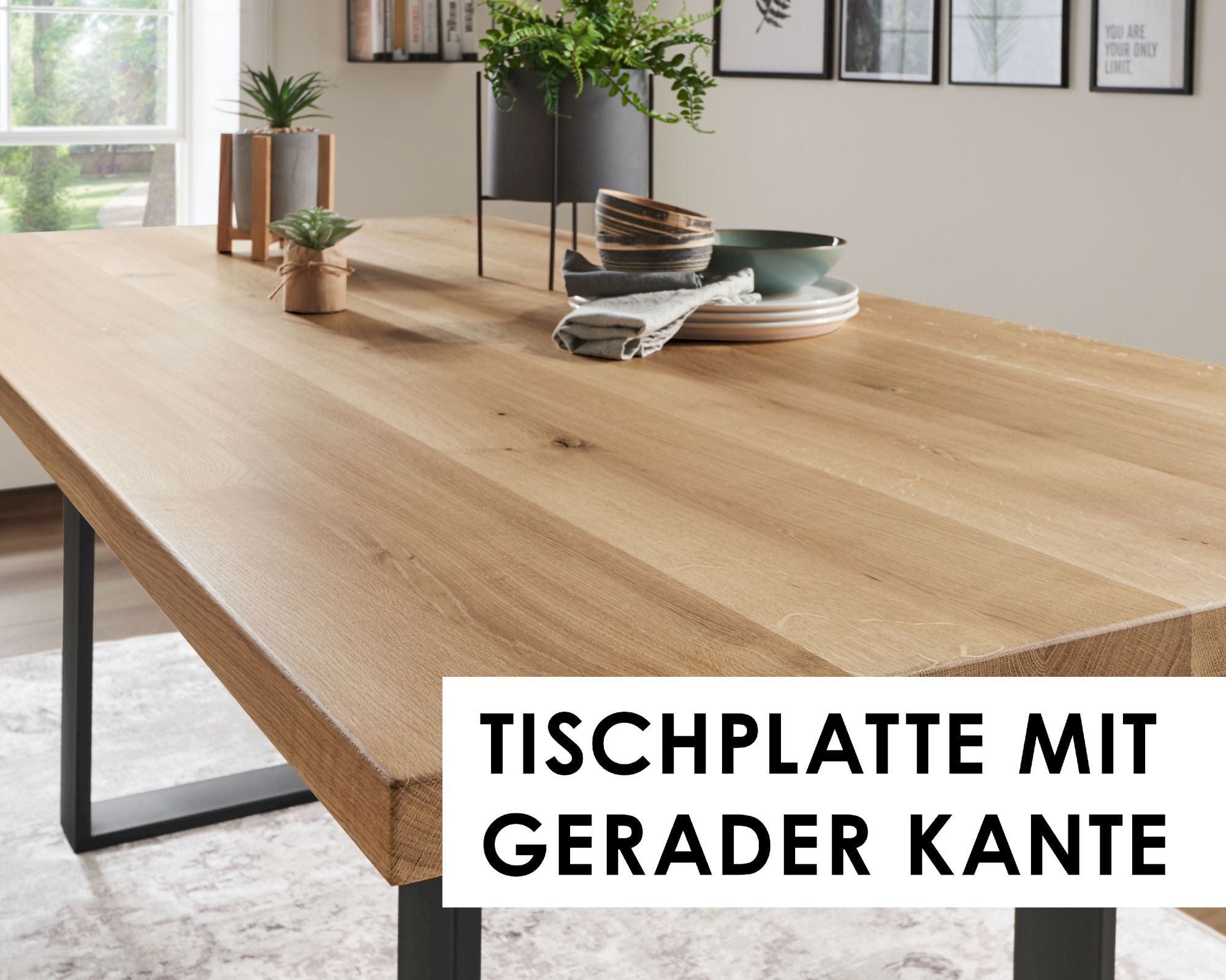 3S Frankenmöbel »Lugano« Wildeiche Massivholz Esstisch TI-0600 / 220x100 cm / schweizer Kante Image