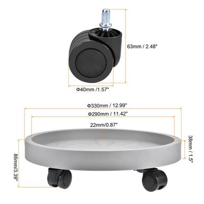 Plant Pallet with Wheels Round Plastic Rolling Flowerpot, 1Pcs