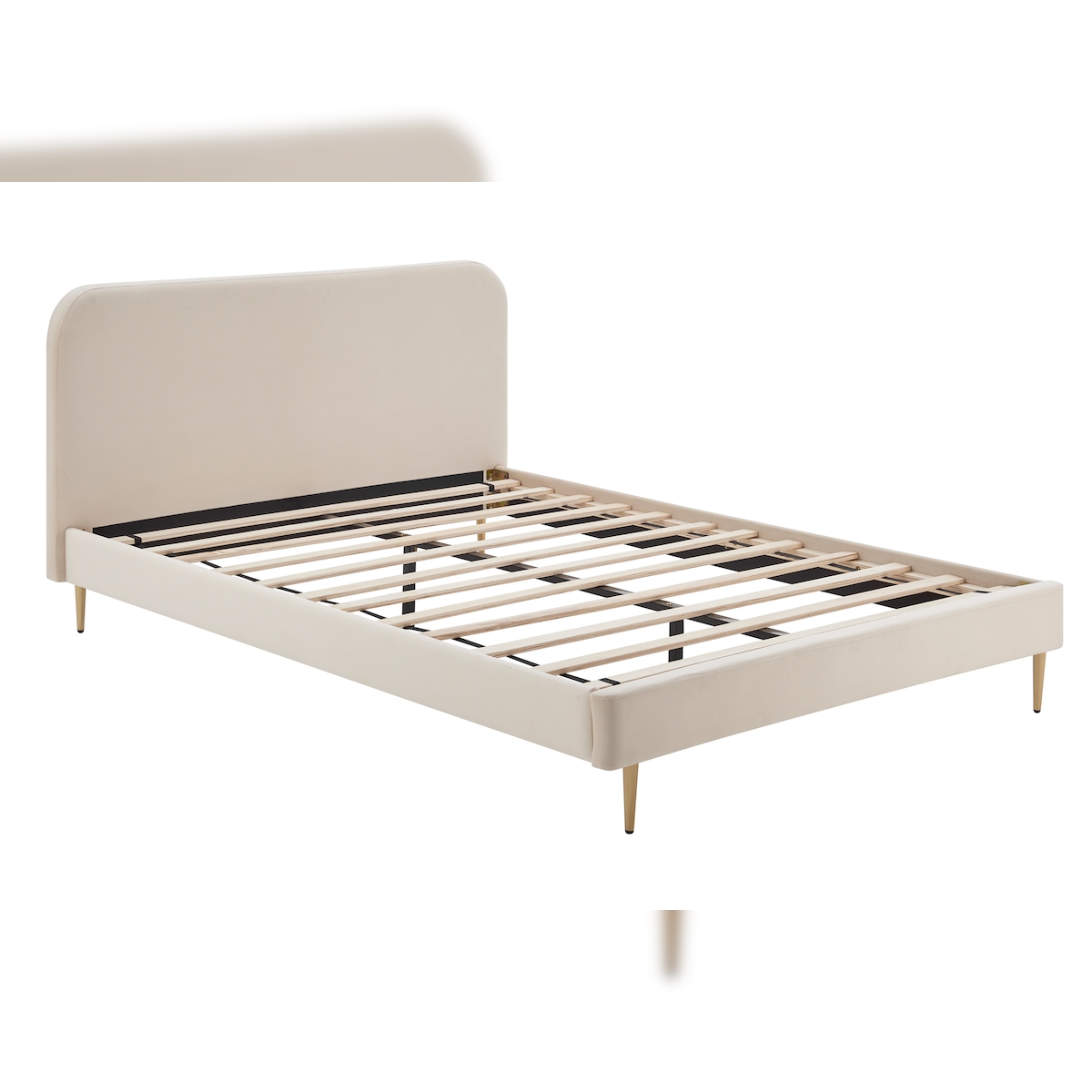 SalesFever Polsterbett | Samt | B 151,5 x T 214,5 x H 91 cm | Beige Image