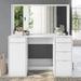 Latitude Run® Leyla Vanity w/ Mirror Wood in Brown/White | 54.3 H x 47.2 W x 17.7 D in | Wayfair FBB032D68BB64F0B93F2718371DA5517