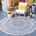 Blue/Navy 94 x 0.2 in Indoor/Outdoor Area Rug - Freeport Park® Ellefson Ivory/Navy Indoor/Outdoor Area Rug | 94 W x 0.2 D in | Wayfair