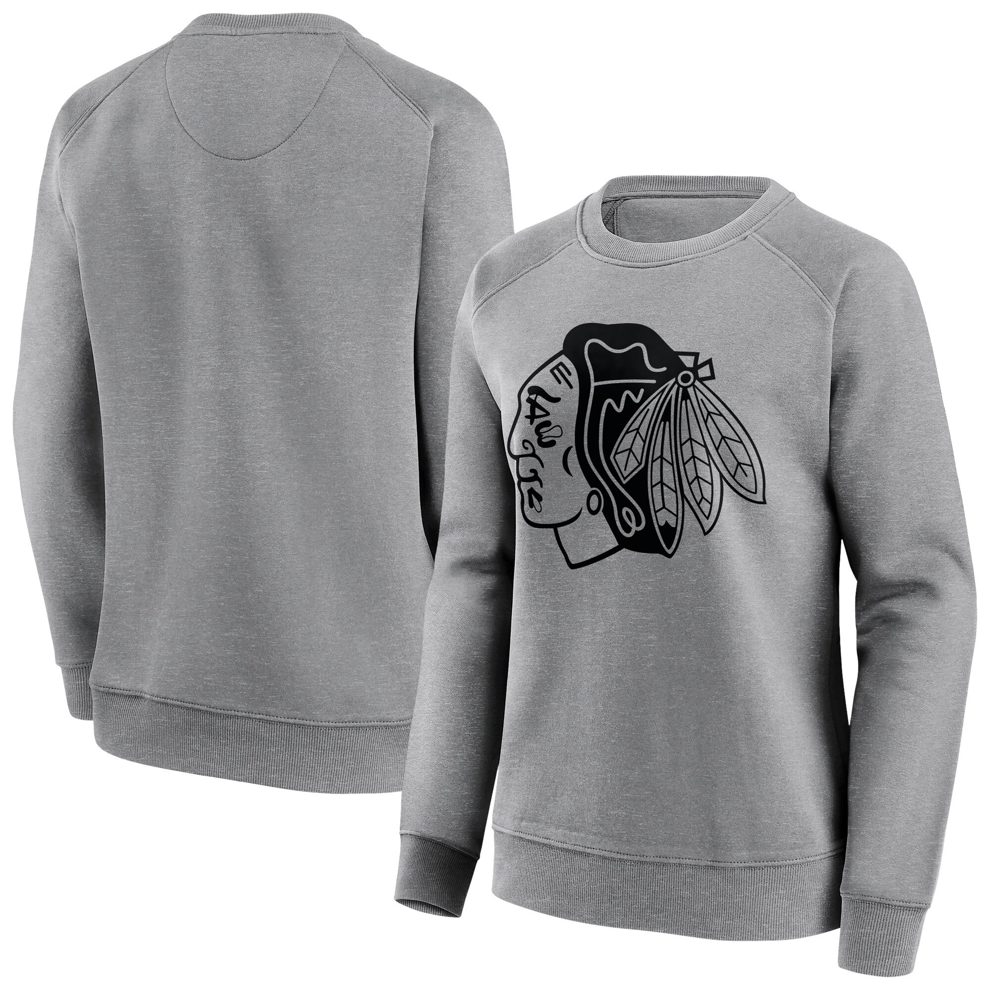 "Chicago Blackhawks Fanatics Branded Iconic Mono Logo Graphic Crew Sweatshirt - Sportgrau - Damen" Image