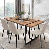 Wade Logan® Asparas 59 Inch 6-Person Dining Table Sets Wood/Upholstered/Metal in Black/Brown/Gray | 30 H x 31.5 W x 59 D in | Wayfair