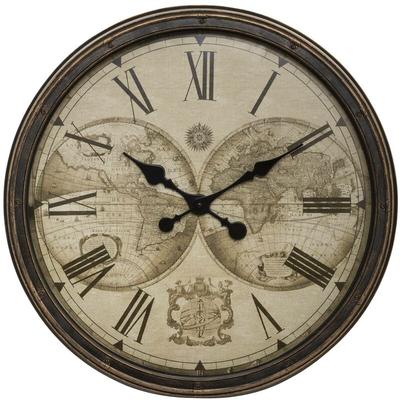 Atmosphera - Wanduhr mit Weltkarte tomy, ø 51 cm, braun Image