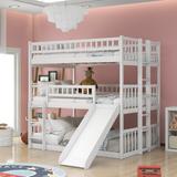 Full Size Triple Bed with Guardrails and Slide