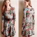 Anthropologie Dresses | Anthropologie (Saturday Sunday) Floral Knit Layered Dress, Xs, Fit And Flare | Color: Blue/Gray | Size: Xs