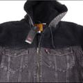 Levi's Jackets & Coats | Levi’s Premium Faux Sherpa Sleeves Hybrid Denim Trucker Jacket W Hood Nwt | Color: Black/Gray | Size: Various